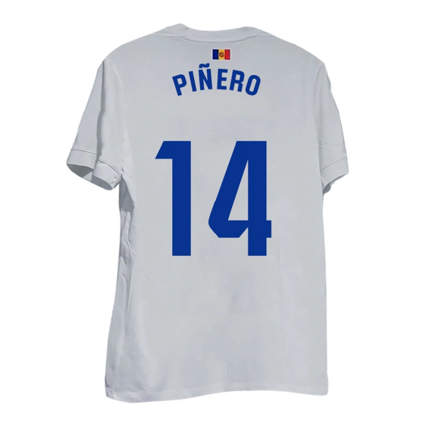 Danxen Kvinnor Roger Piñero #14 Vitt Blått Gult Bortatröja Matchtröjor 2025/26 Tröjor T-Tröja