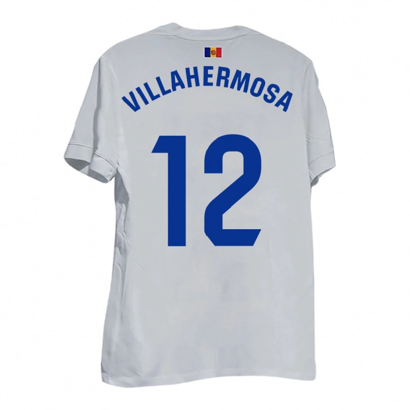 Danxen Kvinnor Dani Villahermosa #12 Vitt Blått Gult Bortatröja Matchtröjor 2025/26 Tröjor T-Tröja