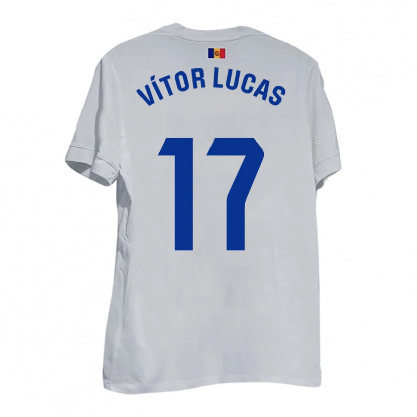 Danxen Kvinnor Bruno Vítor Lucas #17 Vitt Blått Gult Bortatröja Matchtröjor 2025/26 Tröjor T-Tröja