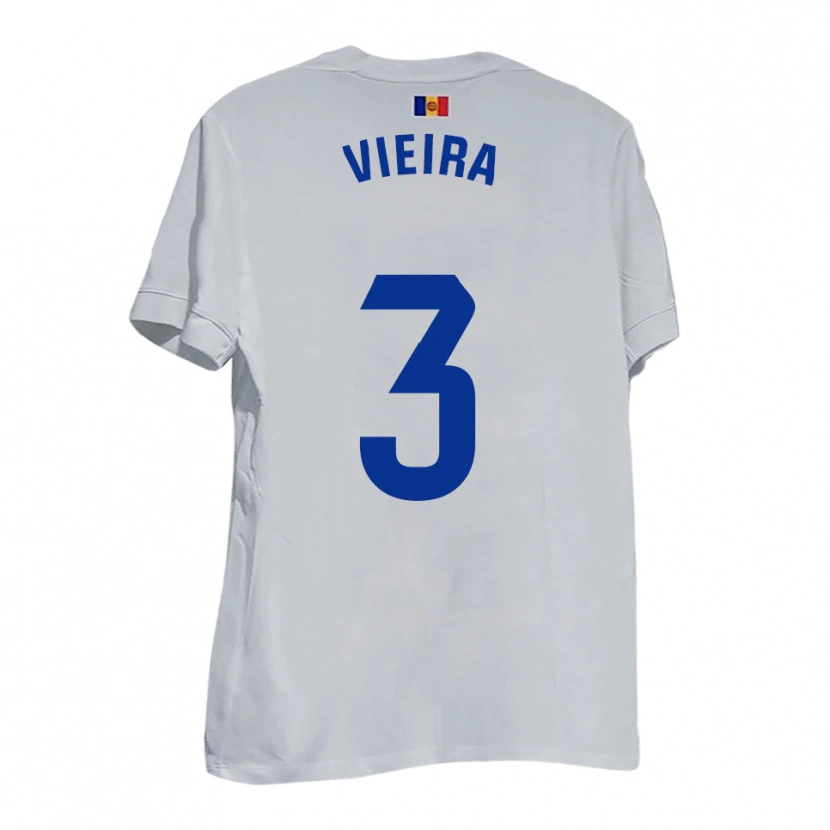 Danxen Kvinnor Daniel Vieira #3 Vitt Blått Gult Bortatröja Matchtröjor 2025/26 Tröjor T-Tröja