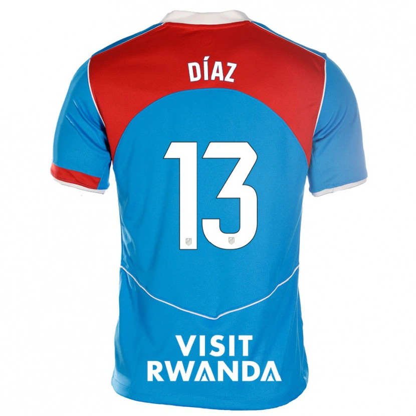 Danxen Kvinnor Diego Díaz #13 Blå Vit Tredjesatsen Matchtröjor 2025/26 Tröjor T-Tröja