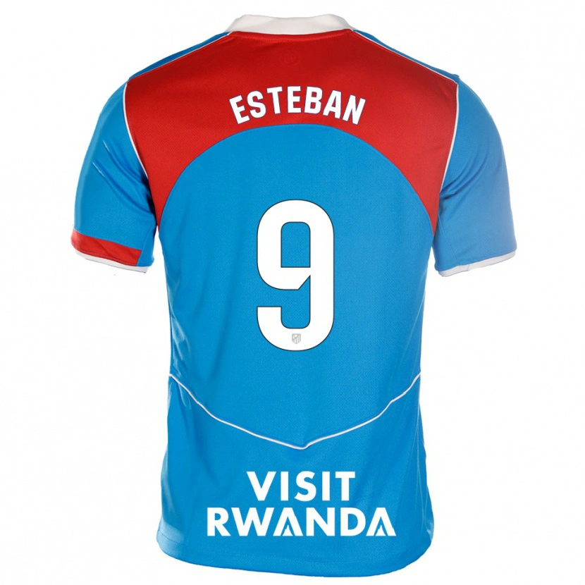 Danxen Kvinnor Sergio Esteban #9 Blå Vit Tredjesatsen Matchtröjor 2025/26 Tröjor T-Tröja