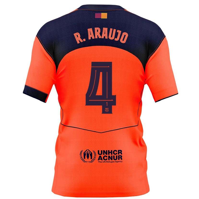 Danxen Kvinnor Ronald Araujo #4 Orange Marinblå Tredjesatsen Matchtröjor 2025/26 Tröjor T-Tröja