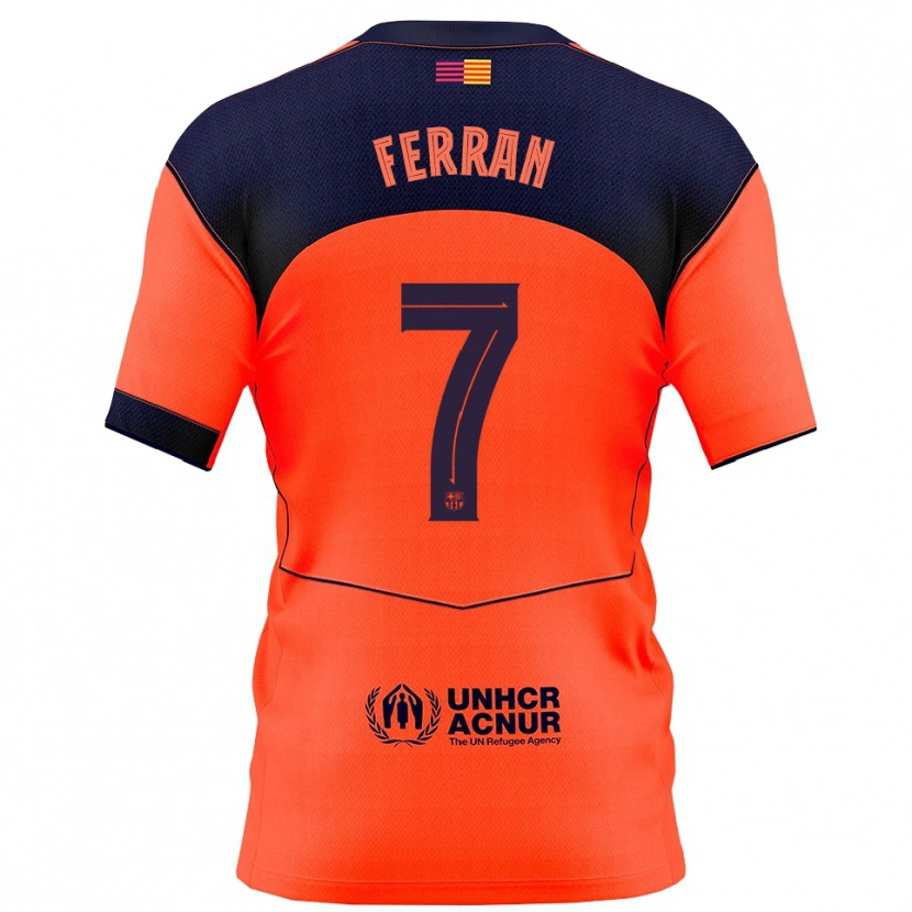 Danxen Kvinnor Ferran Torres #7 Orange Marinblå Tredjesatsen Matchtröjor 2025/26 Tröjor T-Tröja