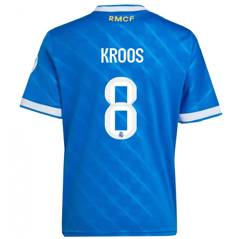 Danxen Kvinnor Toni Kroos #8 Blå Vit Tredjesatsen Matchtröjor 2025/26 Tröjor T-Tröja
