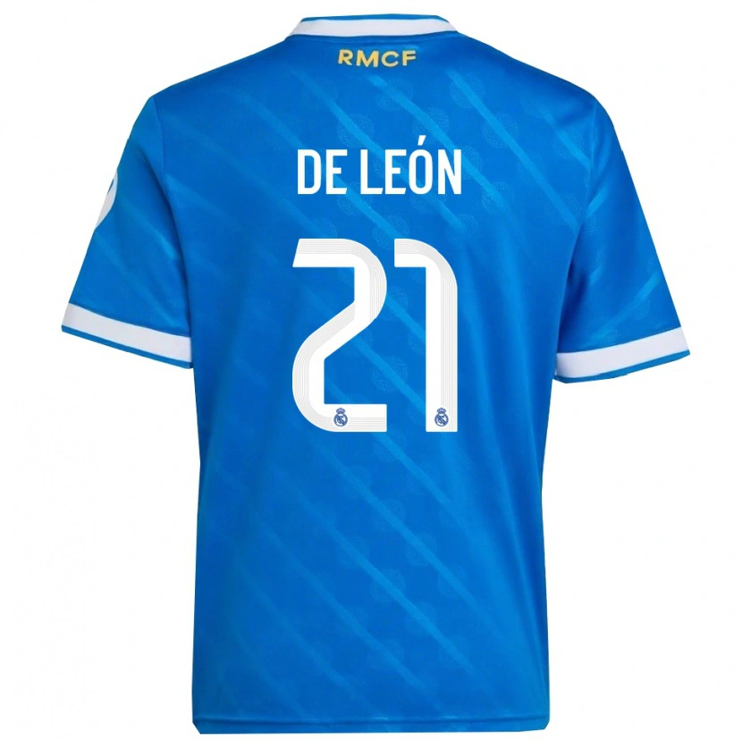 Danxen Kvinnor Jeremy De León #21 Blå Vit Tredjesatsen Matchtröjor 2025/26 Tröjor T-Tröja