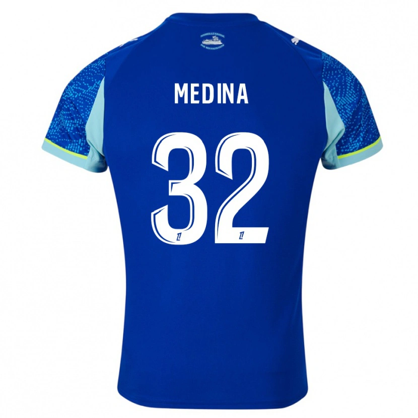 Danxen Kvinnor Facundo Medina #32 Himmelsblå Vit Tredjesatsen Matchtröjor 2025/26 Tröjor T-Tröja