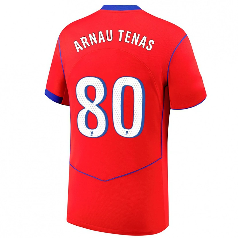 Danxen Kvinnor Arnau Tenas #80 Röd Blå Vit Tredjesatsen Matchtröjor 2025/26 Tröjor T-Tröja