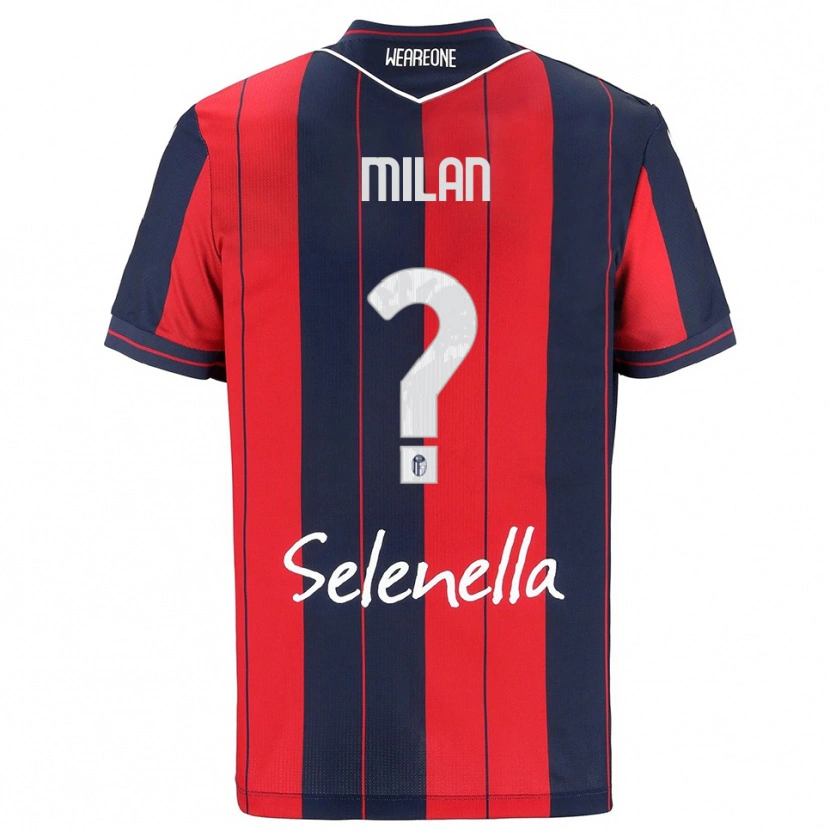 Danxen Barn Riccardo Milan #0 Röd Marinblå Hemmatröja Matchtröjor 2025/26 Tröjor T-Tröja