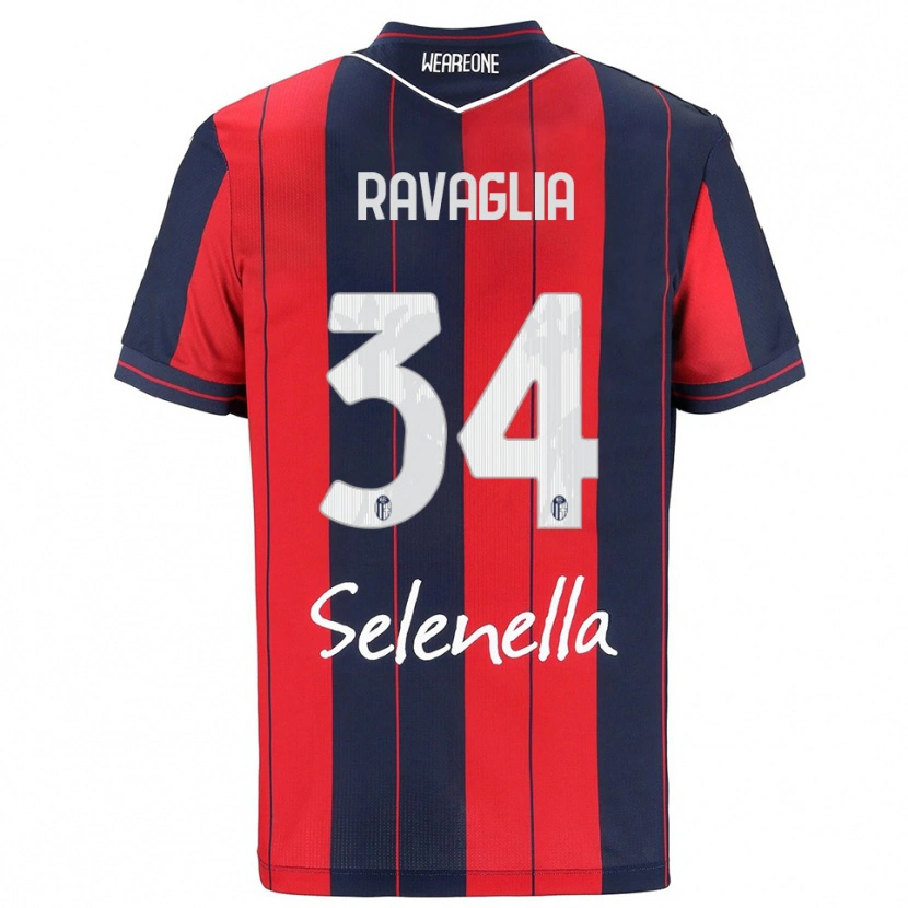 Danxen Barn Federico Ravaglia #34 Röd Marinblå Hemmatröja Matchtröjor 2025/26 Tröjor T-Tröja