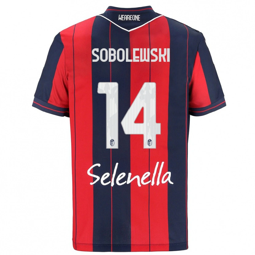 Danxen Barn Konrad Sobolewski #14 Röd Marinblå Hemmatröja Matchtröjor 2025/26 Tröjor T-Tröja