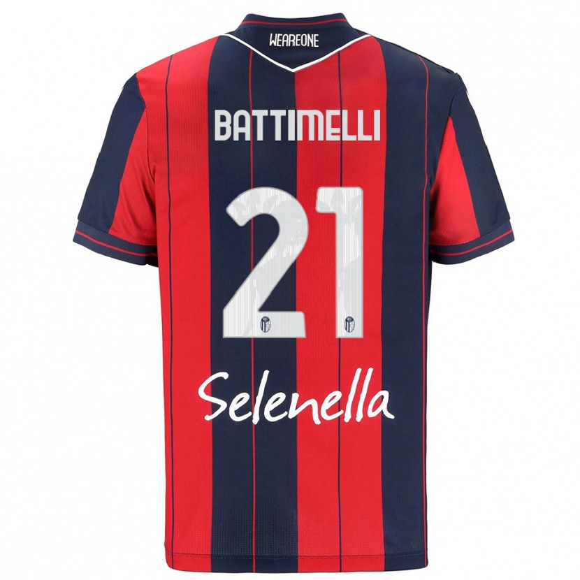 Danxen Barn Giuseppe Battimelli #21 Röd Marinblå Hemmatröja Matchtröjor 2025/26 Tröjor T-Tröja