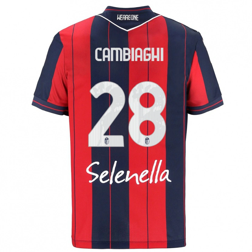 Danxen Barn Nicolò Cambiaghi #28 Röd Marinblå Hemmatröja Matchtröjor 2025/26 Tröjor T-Tröja
