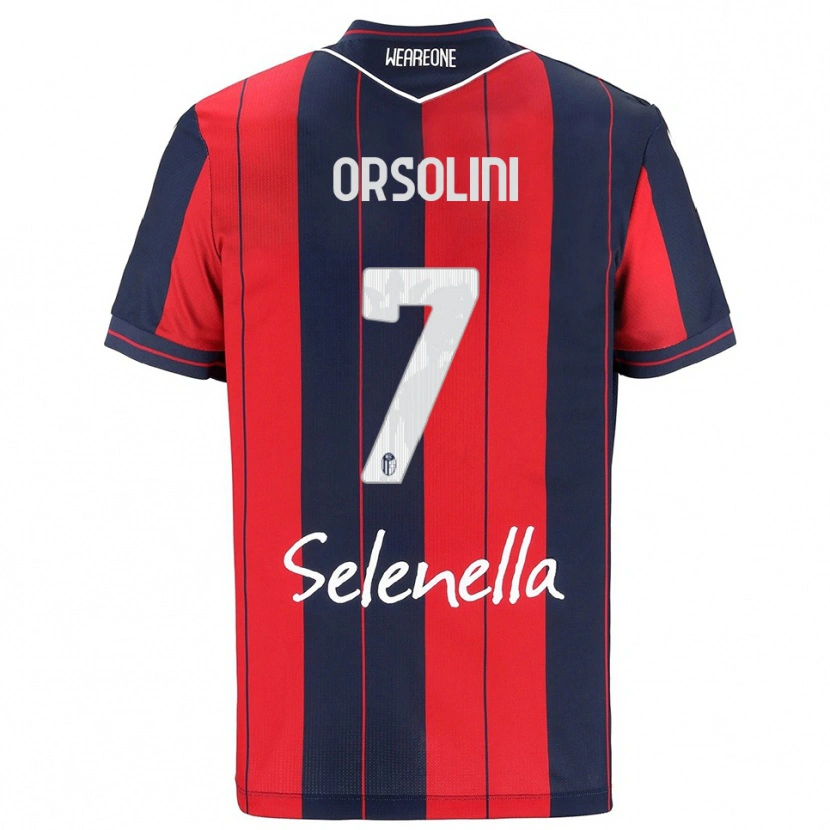 Danxen Barn Riccardo Orsolini #7 Röd Marinblå Hemmatröja Matchtröjor 2025/26 Tröjor T-Tröja