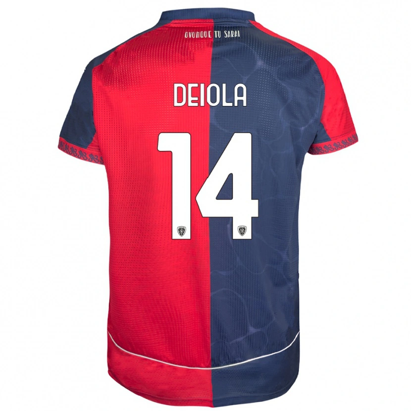 Danxen Barn Alessandro Deiola #14 Röd Marinblå Hemmatröja Matchtröjor 2025/26 Tröjor T-Tröja