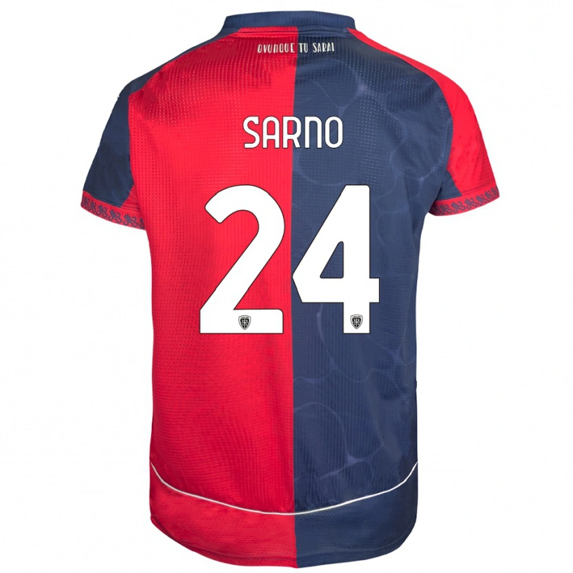 Danxen Barn Vincenzo Sarno #24 Röd Marinblå Hemmatröja Matchtröjor 2025/26 Tröjor T-Tröja