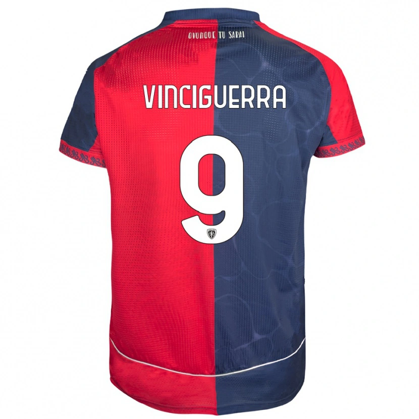 Danxen Barn Alessandro Vinciguerra #9 Röd Marinblå Hemmatröja Matchtröjor 2025/26 Tröjor T-Tröja