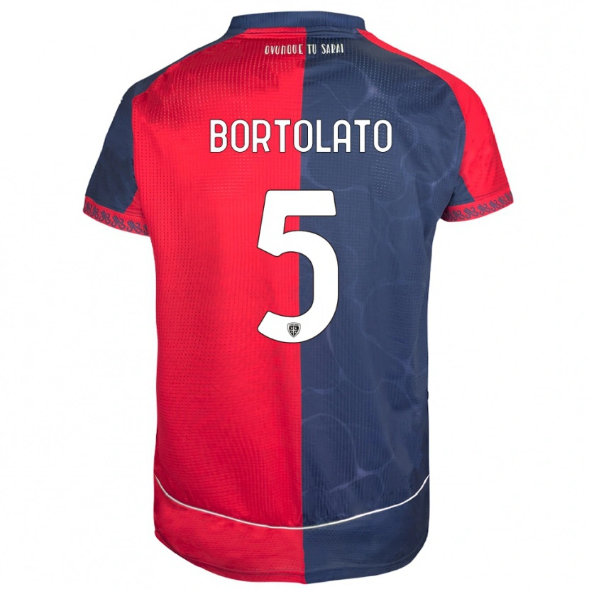Danxen Barn Filippo Bortolato #5 Röd Marinblå Hemmatröja Matchtröjor 2025/26 Tröjor T-Tröja