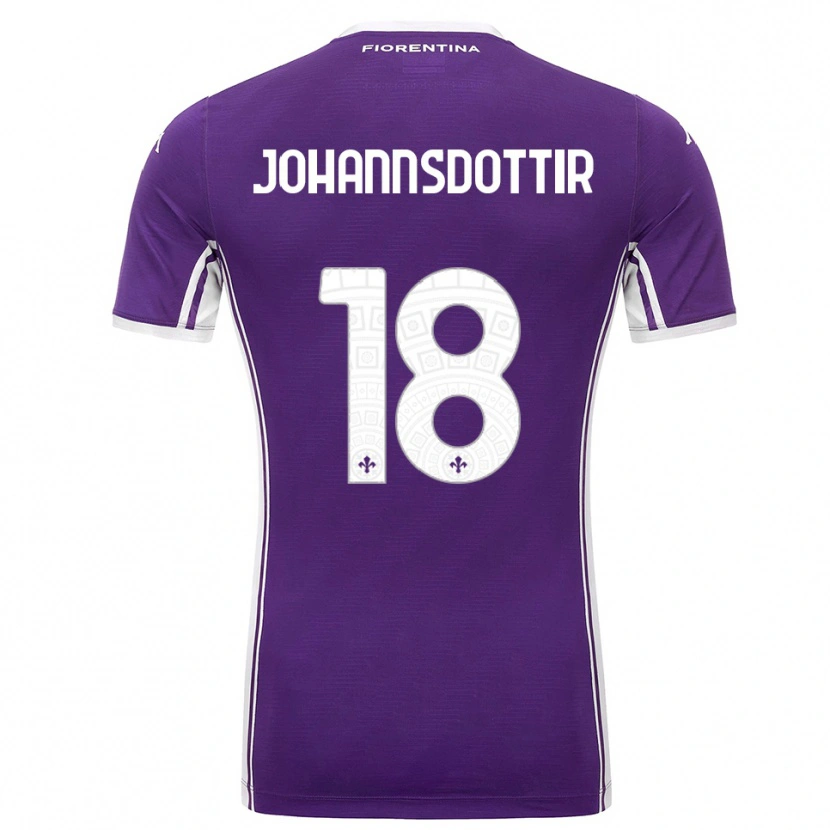 Danxen Barn Alexandra Johannsdottir #18 Lila Vit Hemmatröja Matchtröjor 2025/26 Tröjor T-Tröja