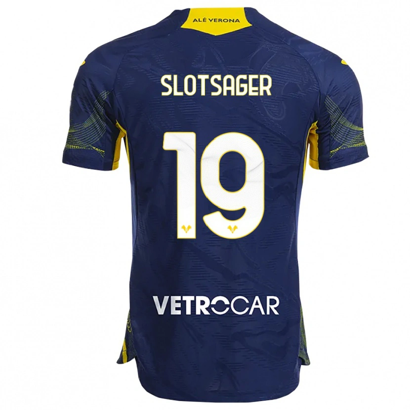 Danxen Barn Tobias Slotsager #19 Marinblå Gul Hemmatröja Matchtröjor 2025/26 Tröjor T-Tröja