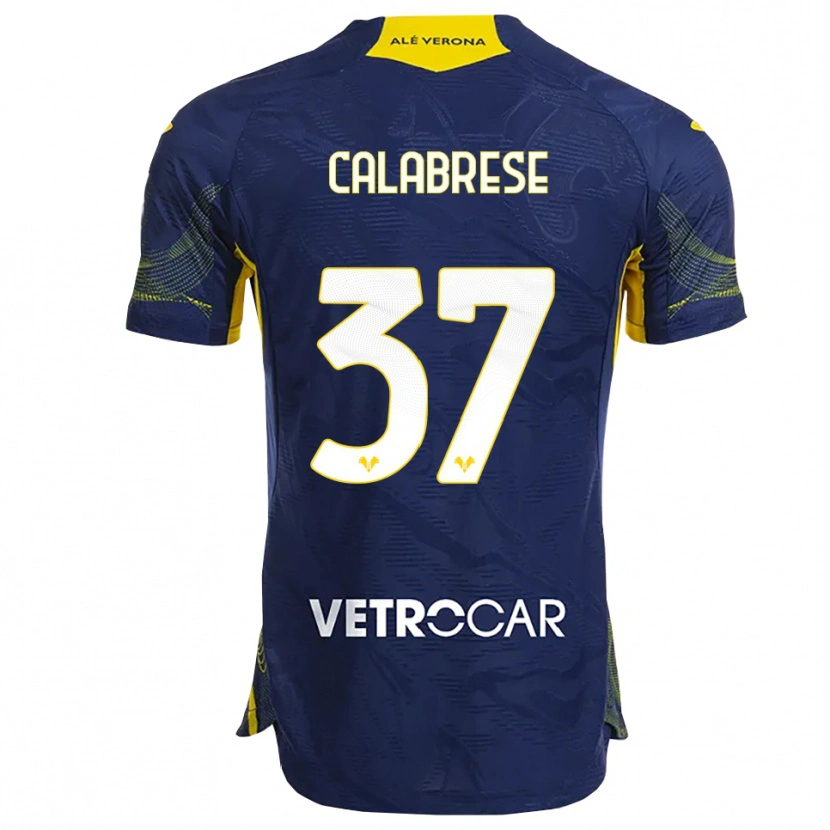 Danxen Barn Nicolò Calabrese #37 Marinblå Gul Hemmatröja Matchtröjor 2025/26 Tröjor T-Tröja