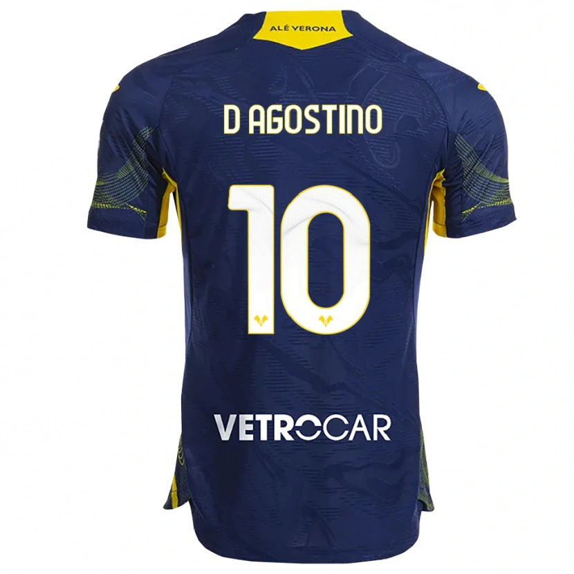 Danxen Barn Samuele D'agostino #10 Marinblå Gul Hemmatröja Matchtröjor 2025/26 Tröjor T-Tröja