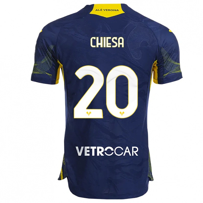 Danxen Barn Mattia Chiesa #20 Marinblå Gul Hemmatröja Matchtröjor 2025/26 Tröjor T-Tröja
