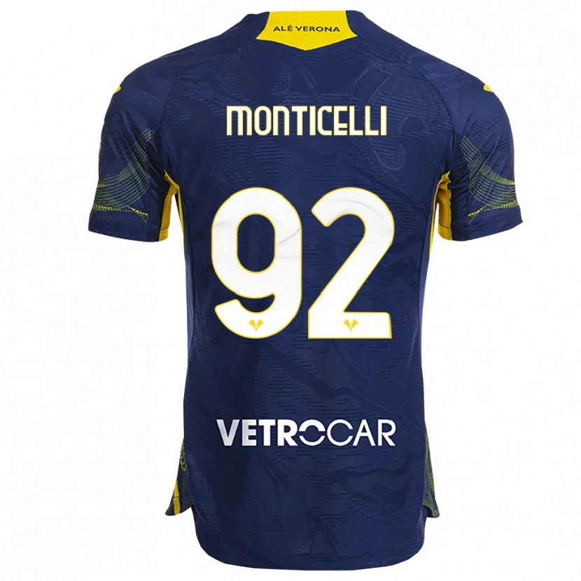 Danxen Barn Luca Monticelli #92 Marinblå Gul Hemmatröja Matchtröjor 2025/26 Tröjor T-Tröja