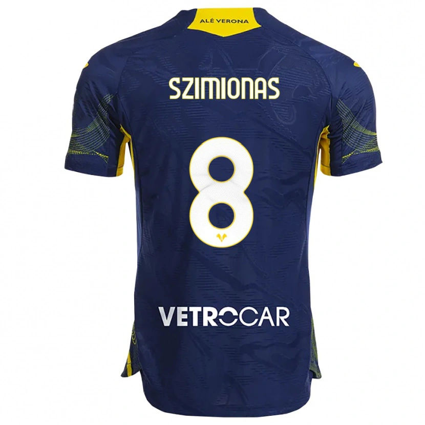 Danxen Barn Luca Szimionaș #8 Marinblå Gul Hemmatröja Matchtröjor 2025/26 Tröjor T-Tröja