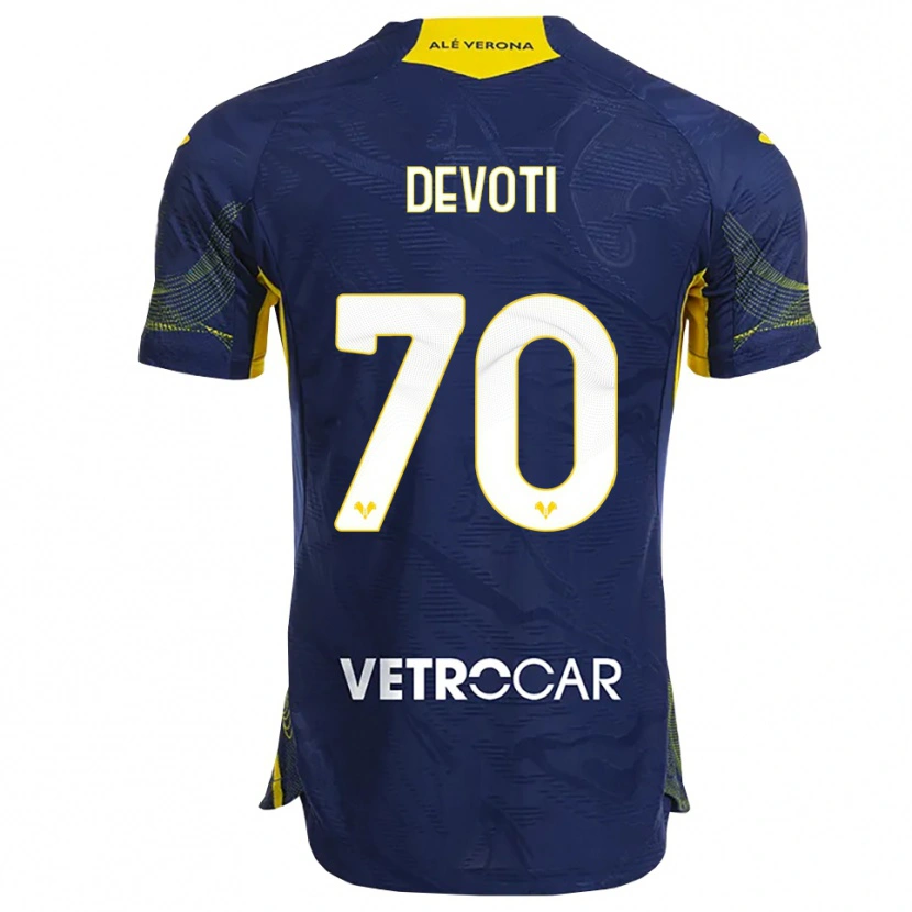 Danxen Barn Andrea Devoti #70 Marinblå Gul Hemmatröja Matchtröjor 2025/26 Tröjor T-Tröja