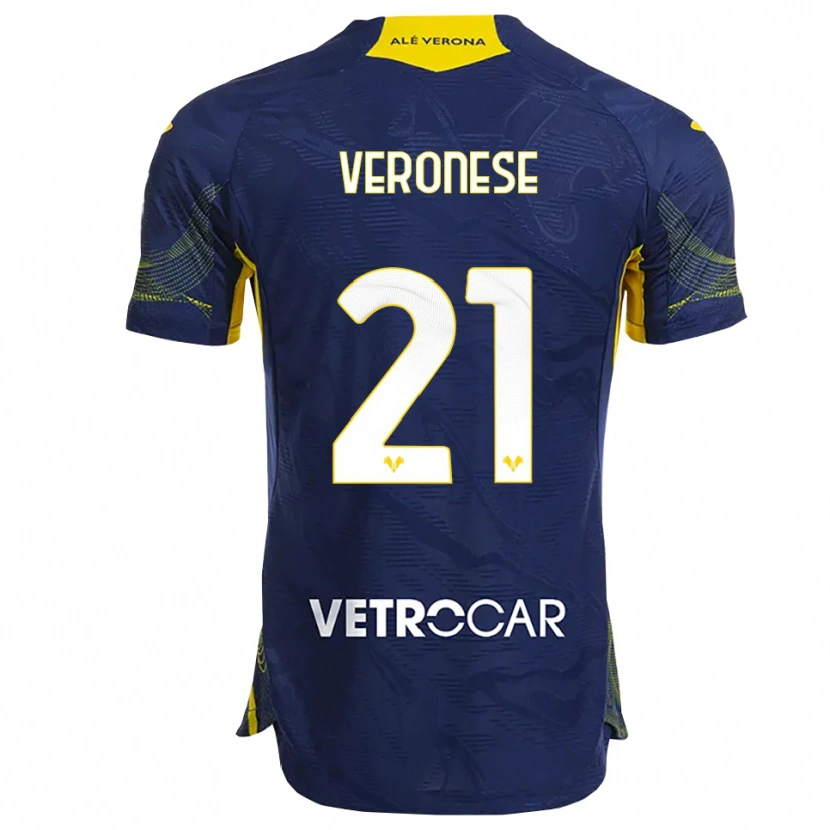 Danxen Barn Ilaria Veronese #21 Marinblå Gul Hemmatröja Matchtröjor 2025/26 Tröjor T-Tröja