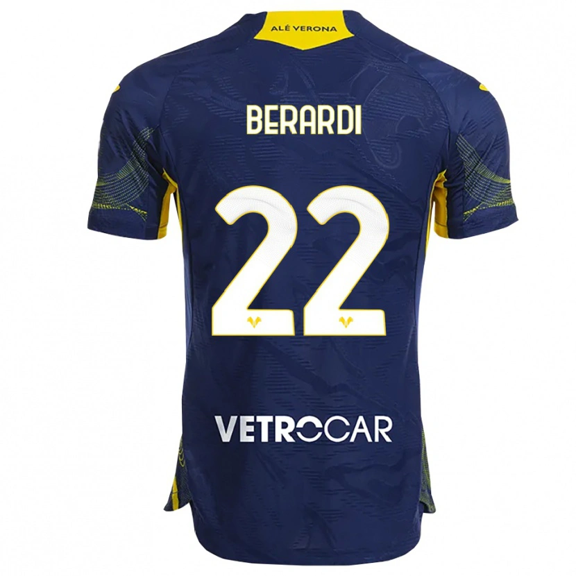 Danxen Barn Alessandro Berardi #22 Marinblå Gul Hemmatröja Matchtröjor 2025/26 Tröjor T-Tröja