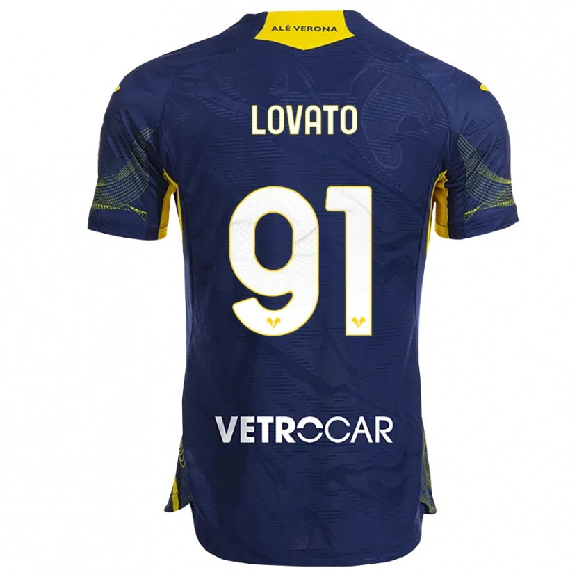 Danxen Barn Enrico Lovato #91 Marinblå Gul Hemmatröja Matchtröjor 2025/26 Tröjor T-Tröja
