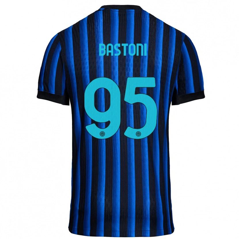 Danxen Barn Alessandro Bastoni #95 Svart Blå Hemmatröja Matchtröjor 2025/26 Tröjor T-Tröja