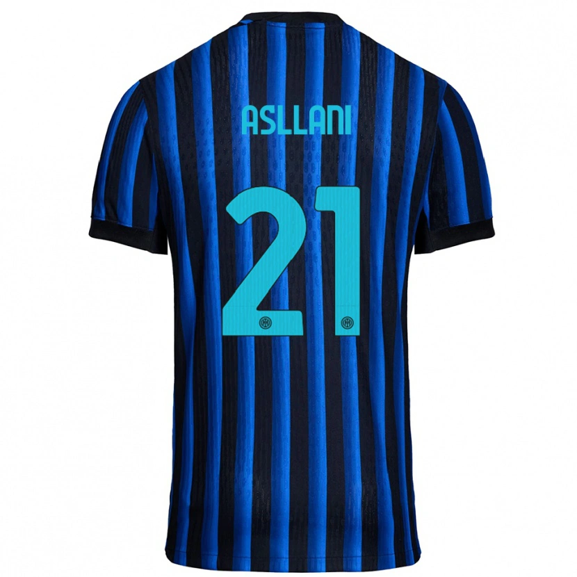 Danxen Barn Kristjan Asllani #21 Svart Blå Hemmatröja Matchtröjor 2025/26 Tröjor T-Tröja