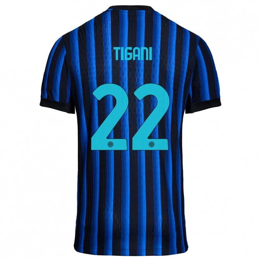 Danxen Barn Edoardo Tigani #22 Svart Blå Hemmatröja Matchtröjor 2025/26 Tröjor T-Tröja