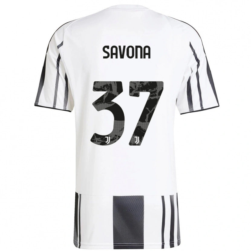 Danxen Barn Nicolò Savona #37 Vit Svart Hemmatröja Matchtröjor 2025/26 Tröjor T-Tröja