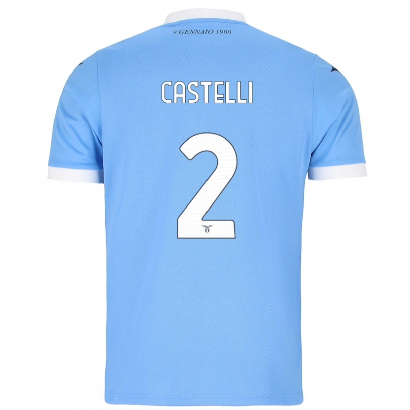 Danxen Barn Valerio Castelli #2 Himmelsblå Vit Hemmatröja Matchtröjor 2025/26 Tröjor T-Tröja