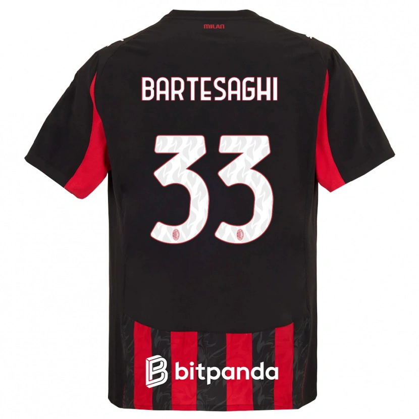 Danxen Barn Davide Bartesaghi #33 Röd Svart Hemmatröja Matchtröjor 2025/26 Tröjor T-Tröja