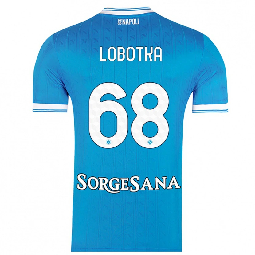 Danxen Barn Stanislav Lobotka #68 Himmelsblå Vit Hemmatröja Matchtröjor 2025/26 Tröjor T-Tröja