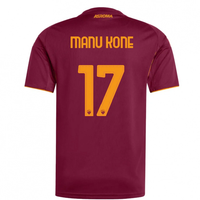Danxen Barn Manu Koné #17 Vinröd Orange Hemmatröja Matchtröjor 2025/26 Tröjor T-Tröja