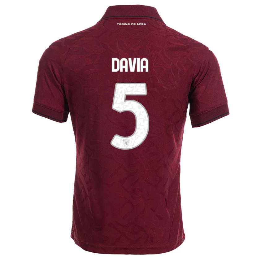 Danxen Barn Emiliano Davia #5 Vinröd Vit Hemmatröja Matchtröjor 2025/26 Tröjor T-Tröja