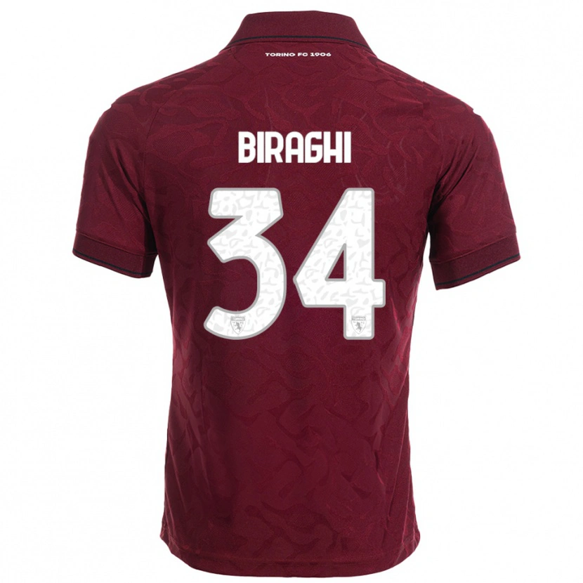 Danxen Barn Cristiano Biraghi #34 Vinröd Vit Hemmatröja Matchtröjor 2025/26 Tröjor T-Tröja