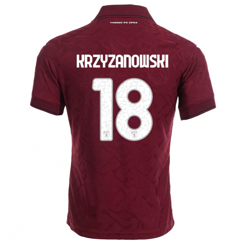 Danxen Barn Jakub Krzyzanowski #18 Vinröd Vit Hemmatröja Matchtröjor 2025/26 Tröjor T-Tröja