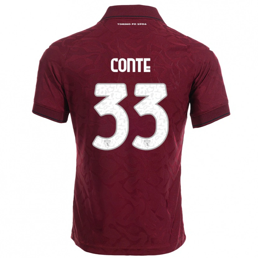 Danxen Barn Gioele Conte #33 Vinröd Vit Hemmatröja Matchtröjor 2025/26 Tröjor T-Tröja