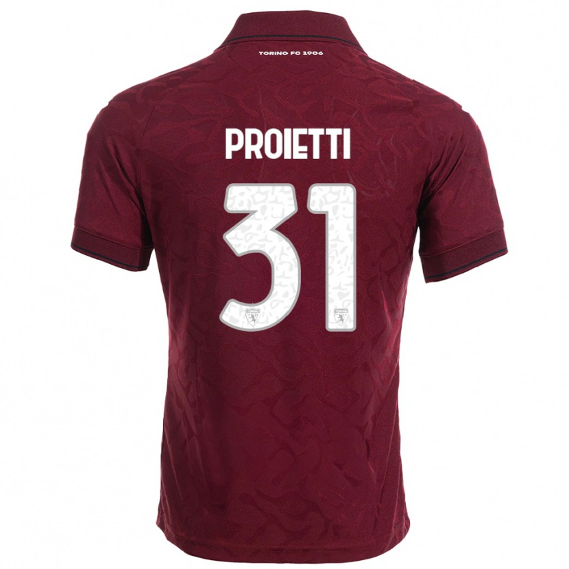 Danxen Barn Riccardo Proietti #31 Vinröd Vit Hemmatröja Matchtröjor 2025/26 Tröjor T-Tröja