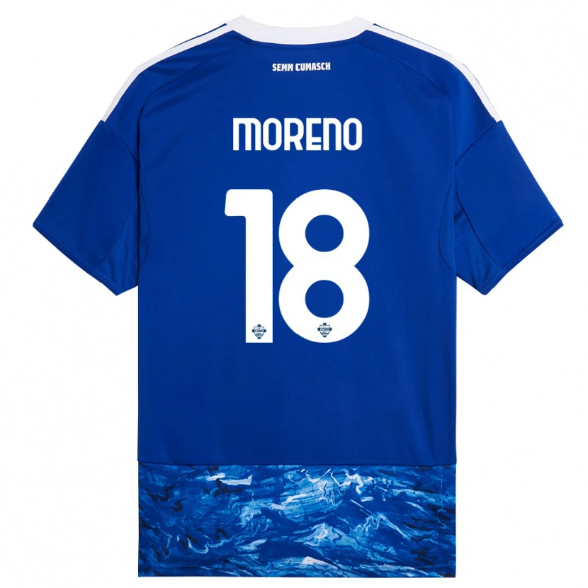Danxen Barn Alberto Moreno #18 Blå Vit Hemmatröja Matchtröjor 2025/26 Tröjor T-Tröja