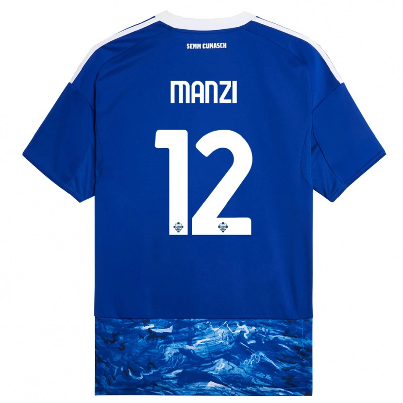 Danxen Barn Federico Manzi #12 Blå Vit Hemmatröja Matchtröjor 2025/26 Tröjor T-Tröja