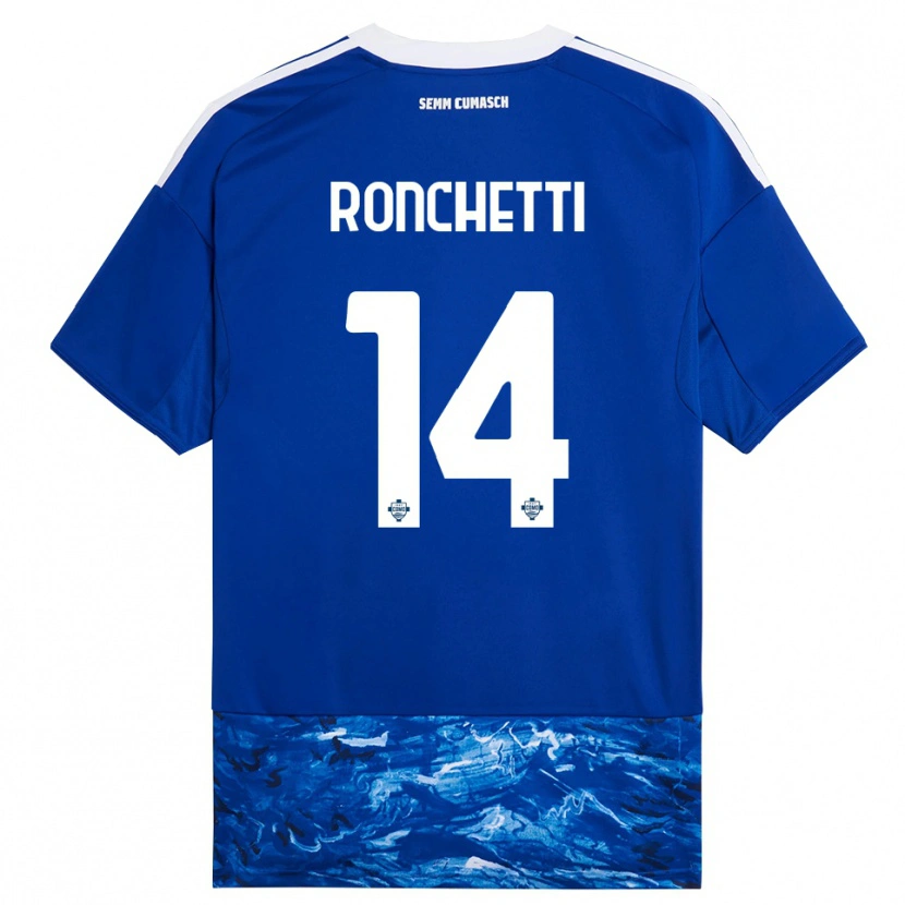Danxen Barn Fabio Ronchetti #14 Blå Vit Hemmatröja Matchtröjor 2025/26 Tröjor T-Tröja
