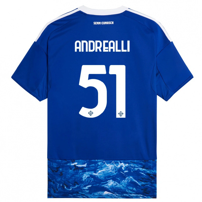 Danxen Barn Francesco Andrealli #51 Blå Vit Hemmatröja Matchtröjor 2025/26 Tröjor T-Tröja